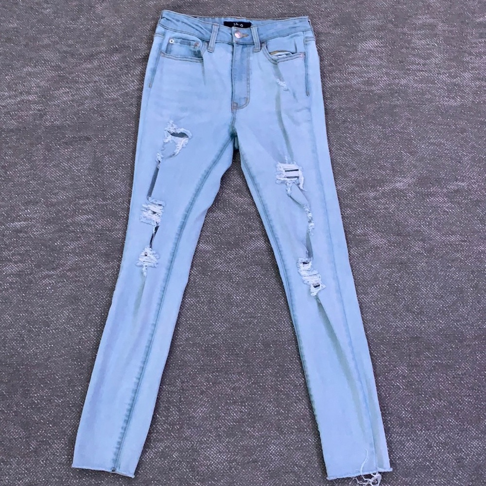Aeropostale Super High Rise Light-Washed Ripped Jeans